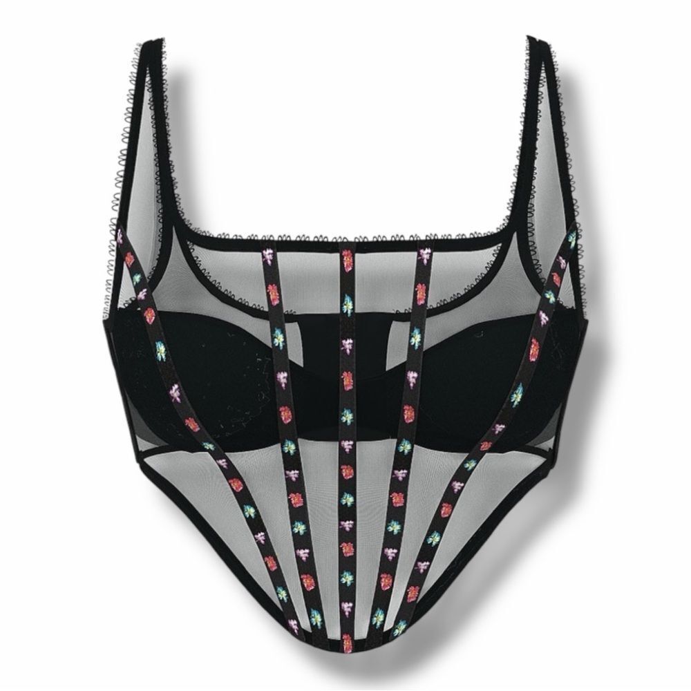 Victoria’s Secret Very Sexy Dark Blossom Embroidery Corset Top in the Size Large